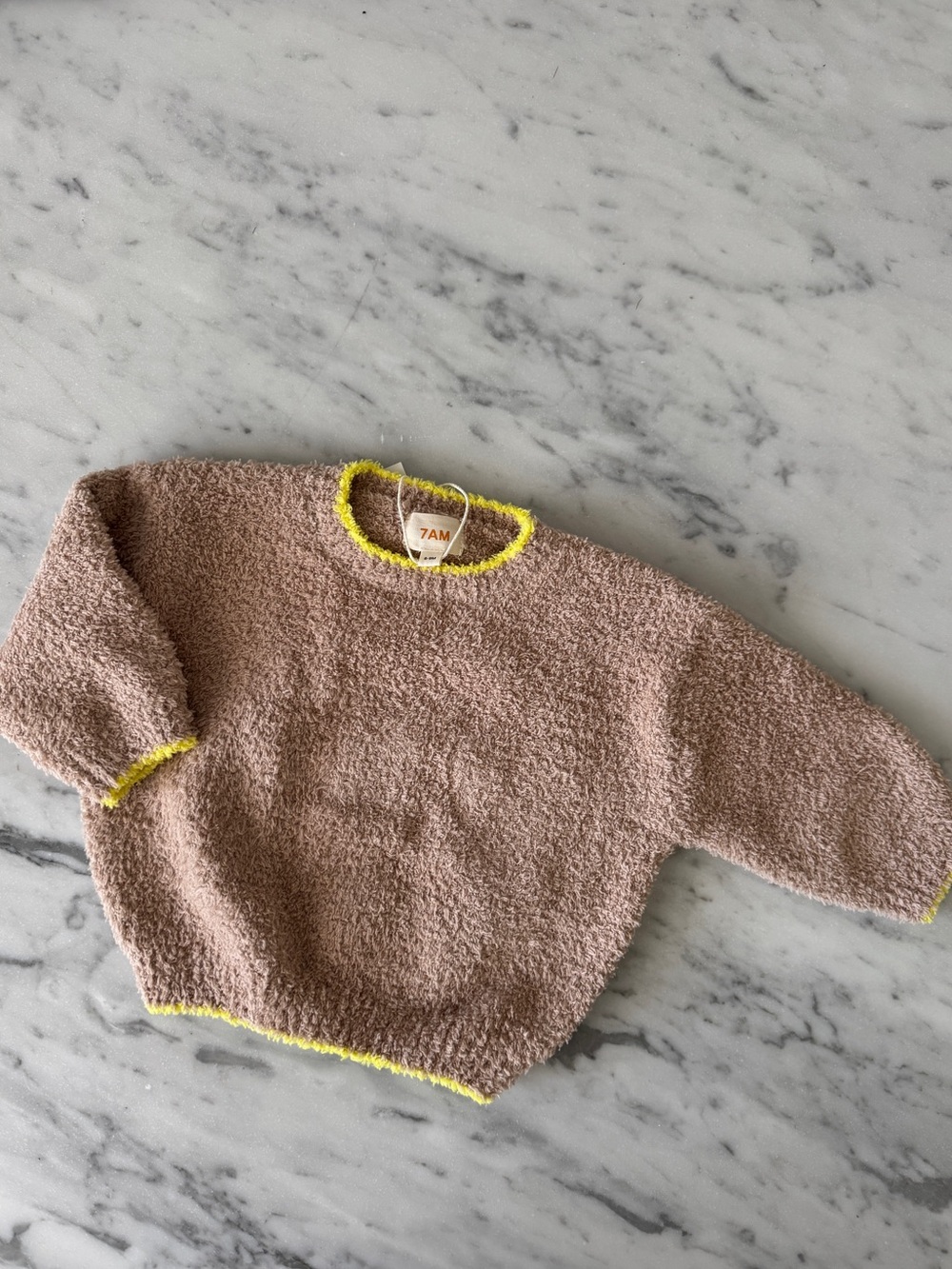7am Toddlers 6-9 Boxy Sweater Teddy in Pecan NWT Fuzzy Cozy Sweatshirt Baggy Fit
